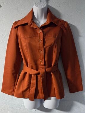 Vintage 70s Bobbie Brooks Burnt Orange Belted Shirt/Jacket - M